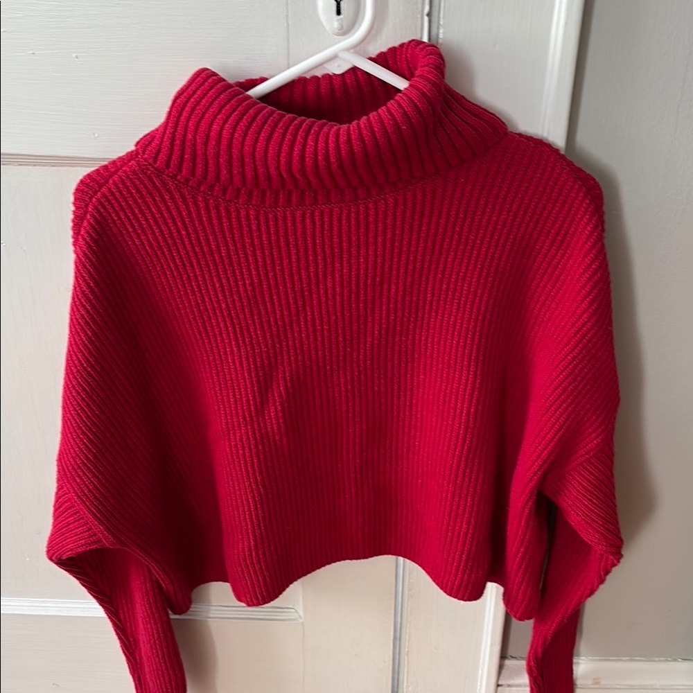 Hollister Red Chunky Knit Turtleneck Sweater